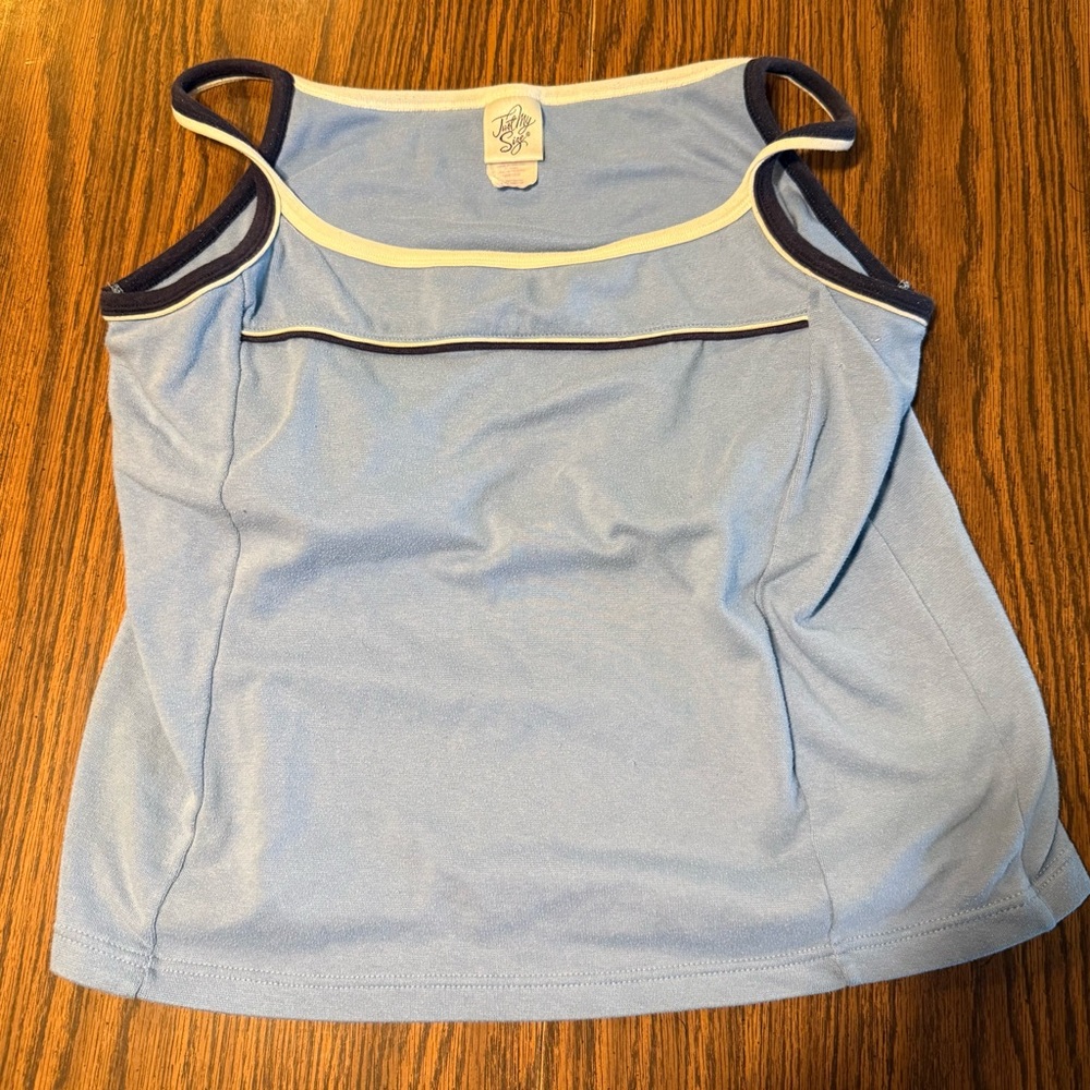 Just My Size Sky Blue Top with Dark Blue Accents